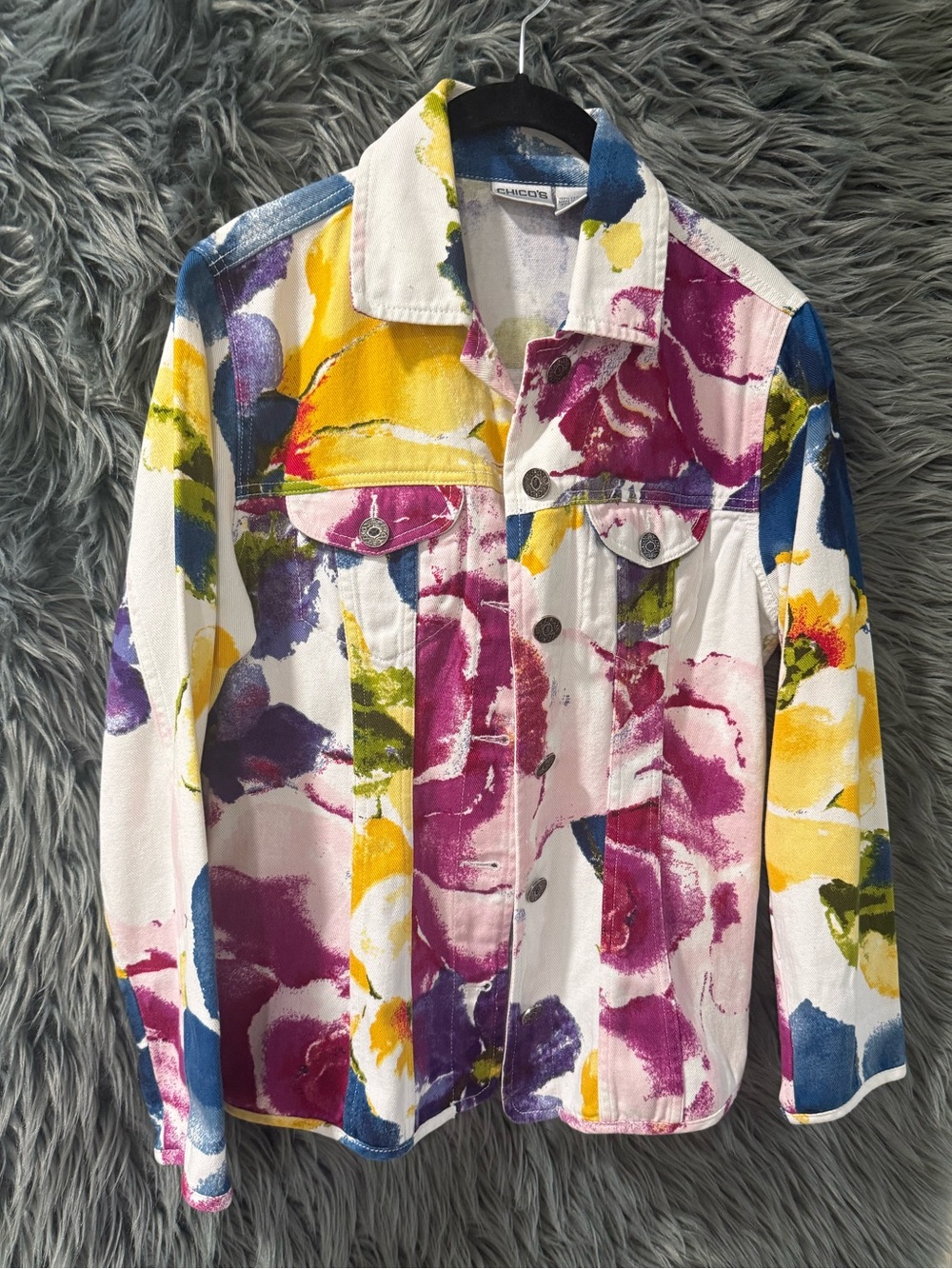 Chico’s Floral Jean Jacket - Size 0 | Color: Multi
